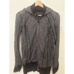 Lululemon‎ Daily Practice Jacket Women's Size 6 Black Heathered Full Zip Hooded
